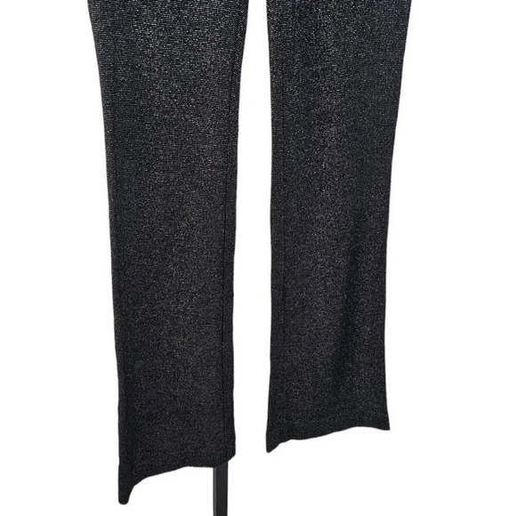 Alice + Olivia Women's Metallic Shimmer Wool Wide Leg Pants Size 8 Black Silver - Picture 3 of 9